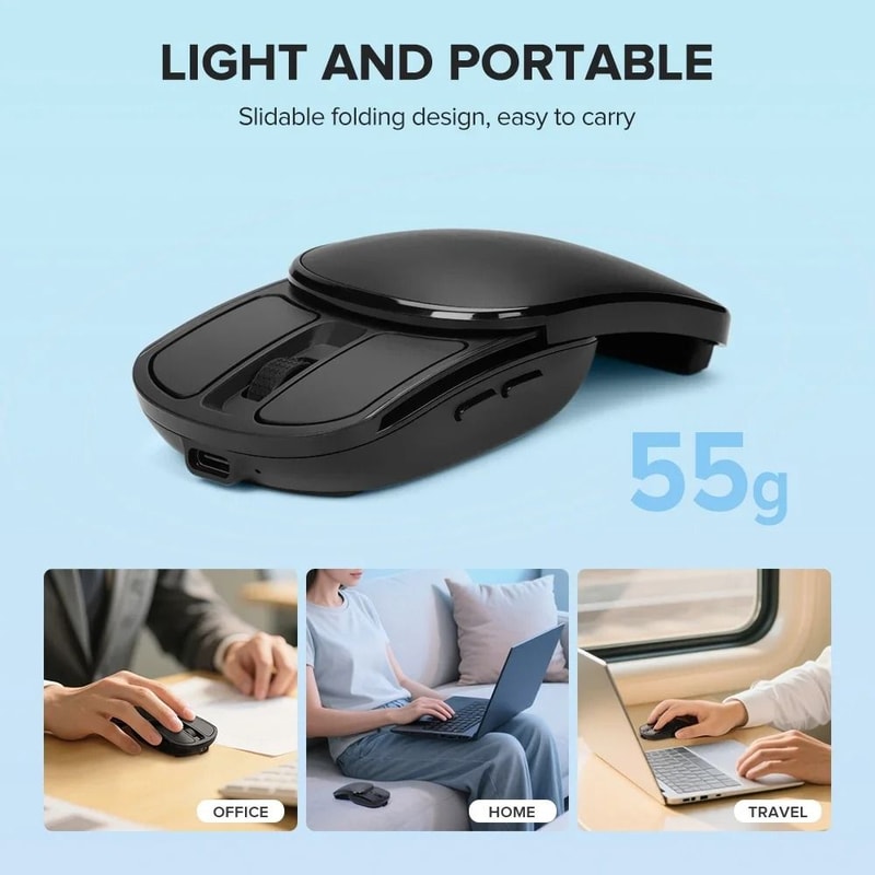 Delux Folding Wireless Mouse Bluetooth Silent Ultra Light 6