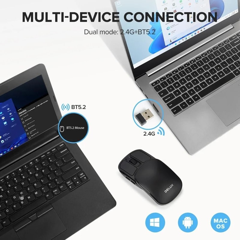 Delux Folding Wireless Mouse Bluetooth Silent Ultra Light 7