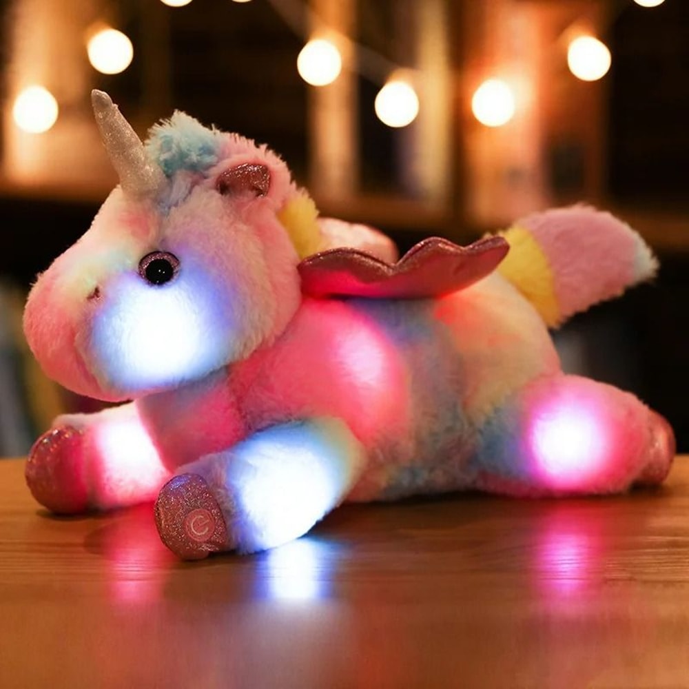 Glowing Unicorn Plush Pillow LED Light Soft Stuffed Toy Cushion For Kids And Girls 6