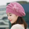 Womens Knitted Flower Beret Warm Winter Wool Hat 4