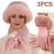 Womens Winter Warm 3 Piece Set Hat Scarf And Gloves Cold Weather Essentials 3