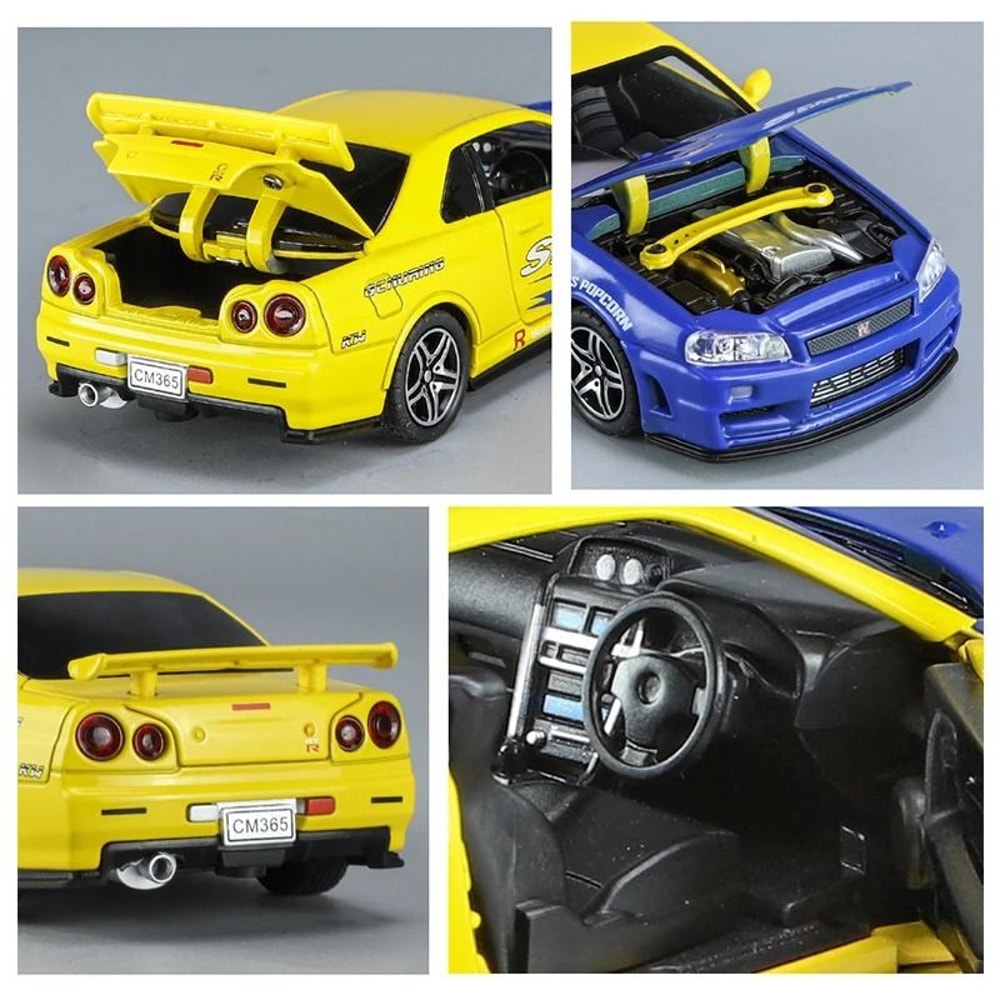 1 32 Nissan GTR R34 Skyline Diecast Alloy Model Car Collectible Toy 3