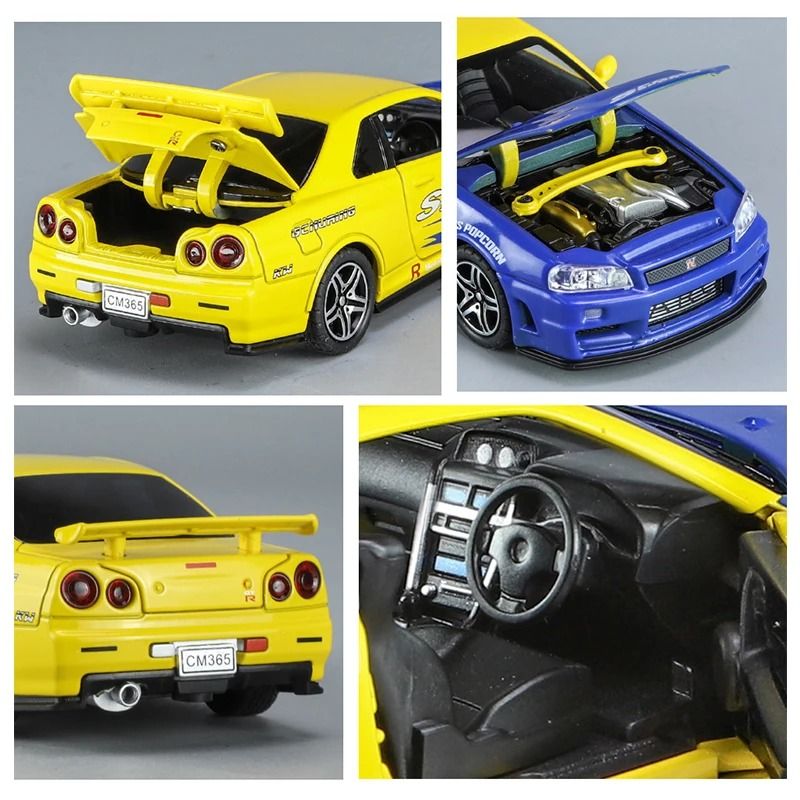 1 32 Nissan GTR R34 Skyline Diecast Alloy Model Car Collectible Toy 3