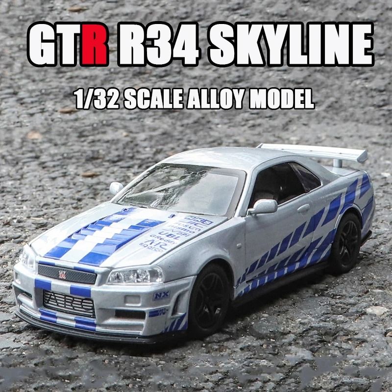 1 32 Nissan GTR R34 Skyline Diecast Alloy Model Car Collectible Toy 6
