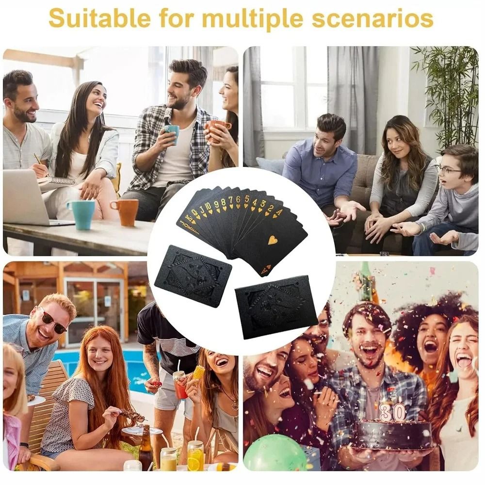 Black Gold Waterproof Playing Cards Luxury Poker Deck Gift Set 0