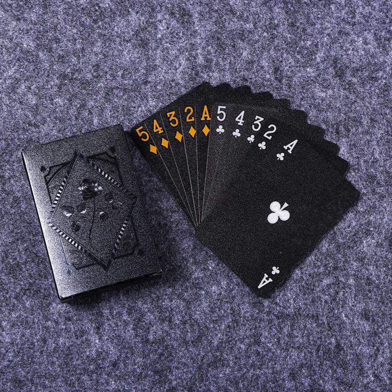Black Gold Waterproof Playing Cards Luxury Poker Deck Gift Set 4
