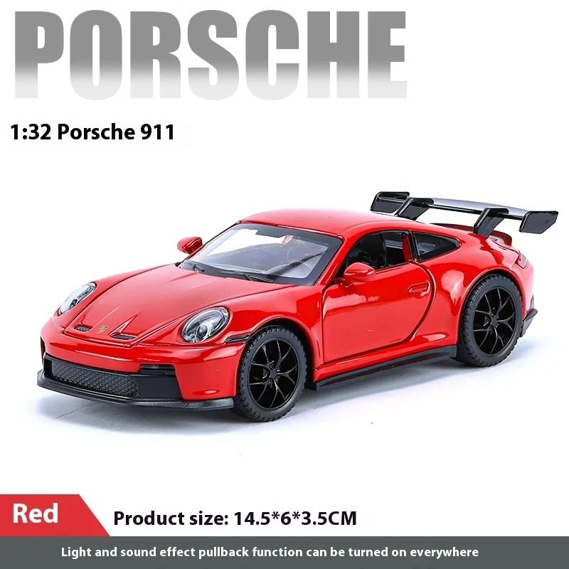 132 GT3 RS Alloy Diecast Sports Car Model With Light And Sound Toy 0