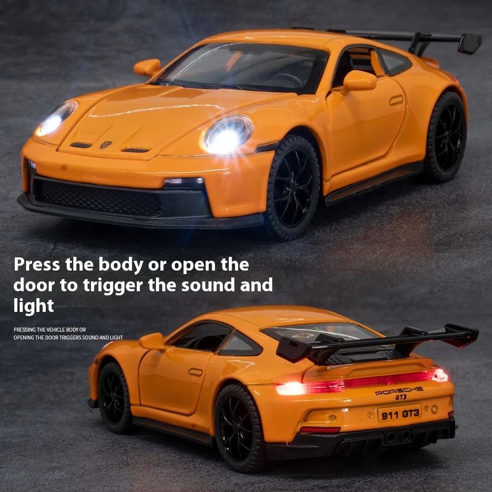 132 GT3 RS Alloy Diecast Sports Car Model With Light And Sound Toy 4