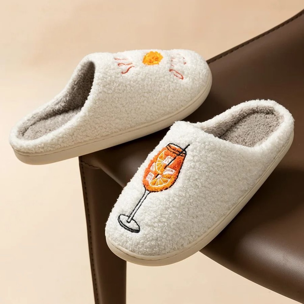 Aperol Spritz Cozy Fluffy Slippers For Women Fun Home Party Gift 2