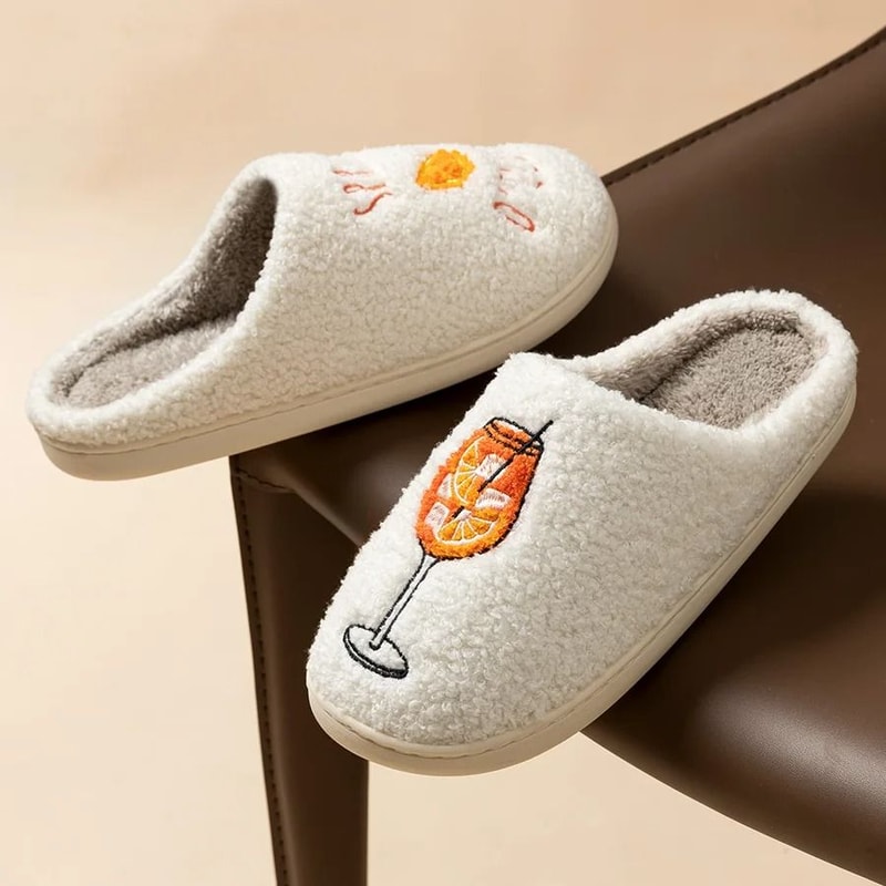 Aperol Spritz Cozy Fluffy Slippers For Women Fun Home Party Gift 2