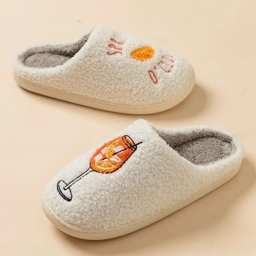 Aperol Spritz Cozy Fluffy Slippers For Women Fun Home Party Gift 3