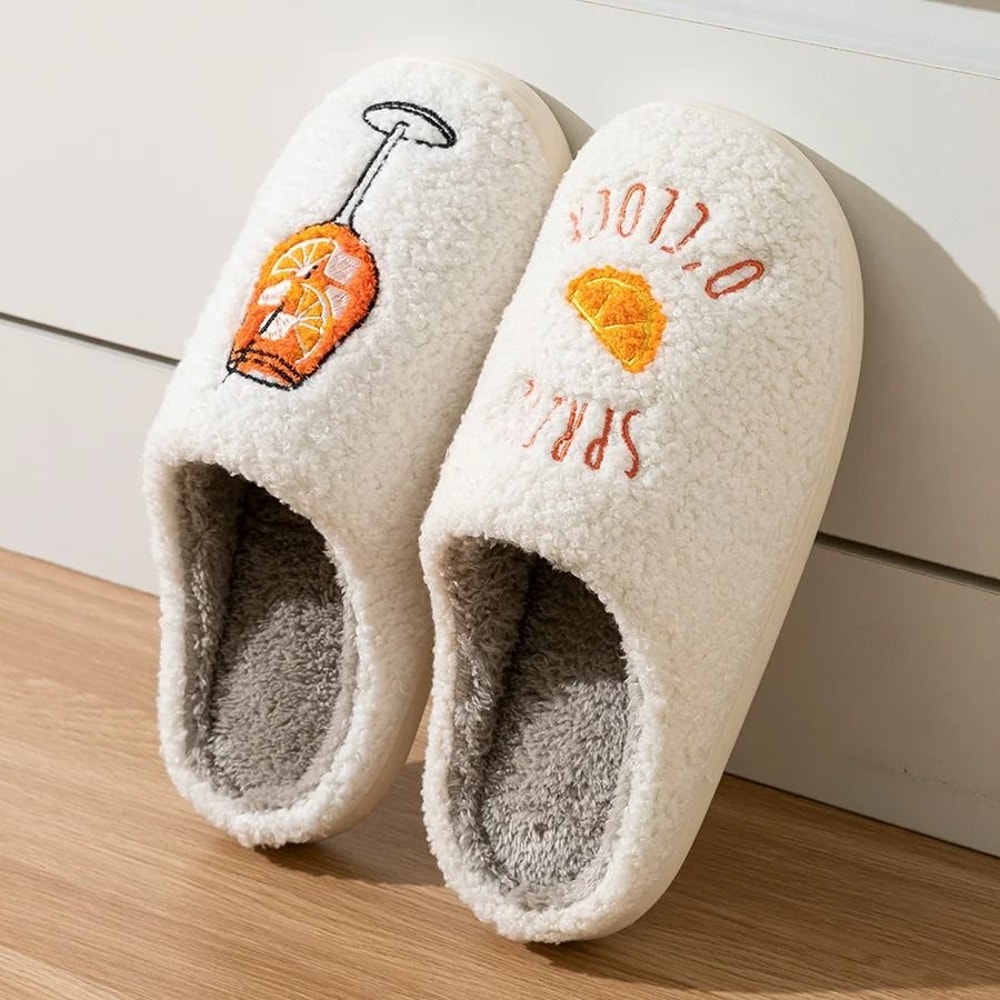 Aperol Spritz Cozy Fluffy Slippers For Women Fun Home Party Gift 6