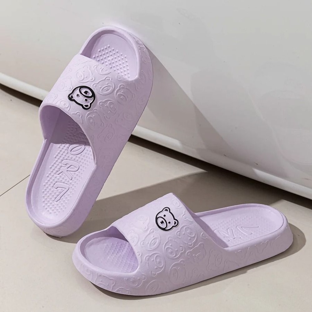 Cute Bear Cartoon Indoor Slides For Women Soft Sole Non Slip Home And Bathroom Slippers 10