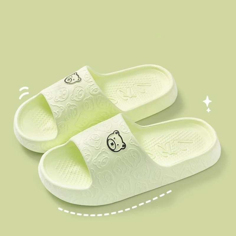 Cute Bear Cartoon Indoor Slides For Women Soft Sole Non Slip Home And Bathroom Slippers 4