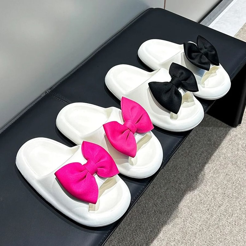 Womens Cute Bow Summer Slides Thick Sole Non Slip Comfort Slippers 0