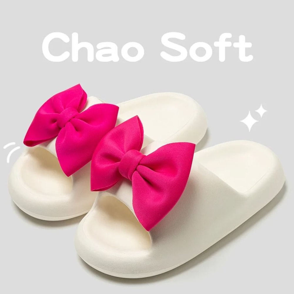 Womens Cute Bow Summer Slides Thick Sole Non Slip Comfort Slippers 1