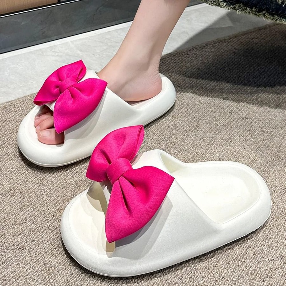Womens Cute Bow Summer Slides Thick Sole Non Slip Comfort Slippers 6