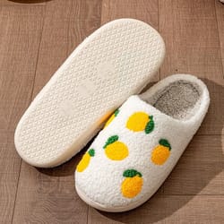 cute lemon children winter slippers soft parent child house shoes