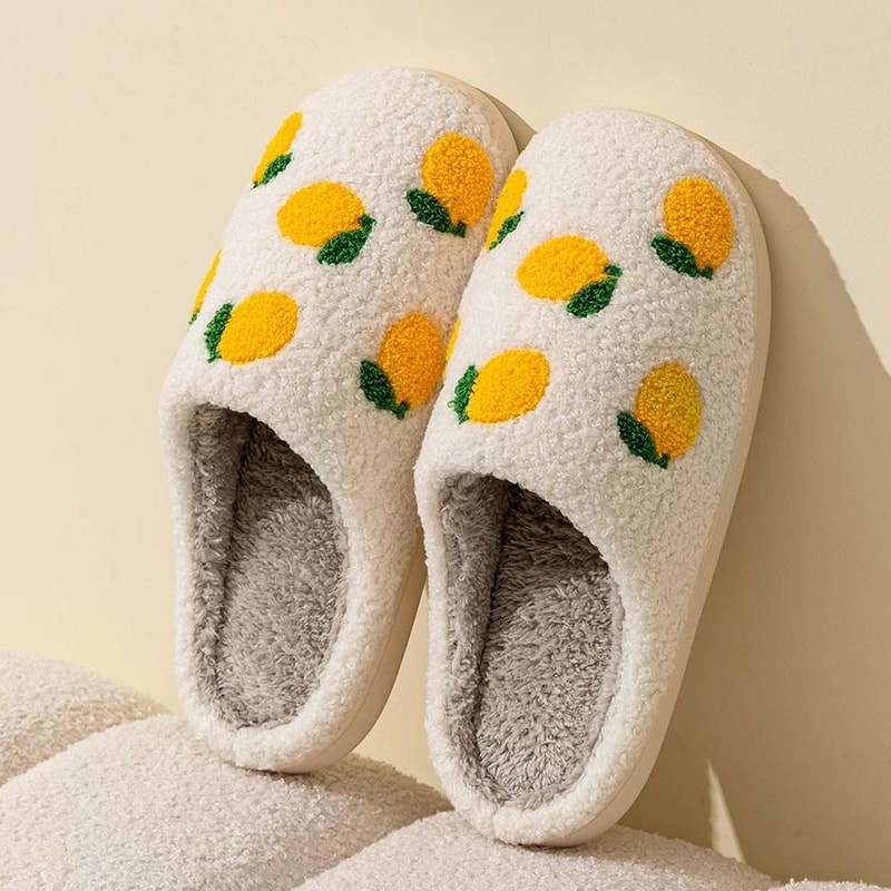 Cute Lemon Children Winter Slippers Soft Parent Child House Shoes 5