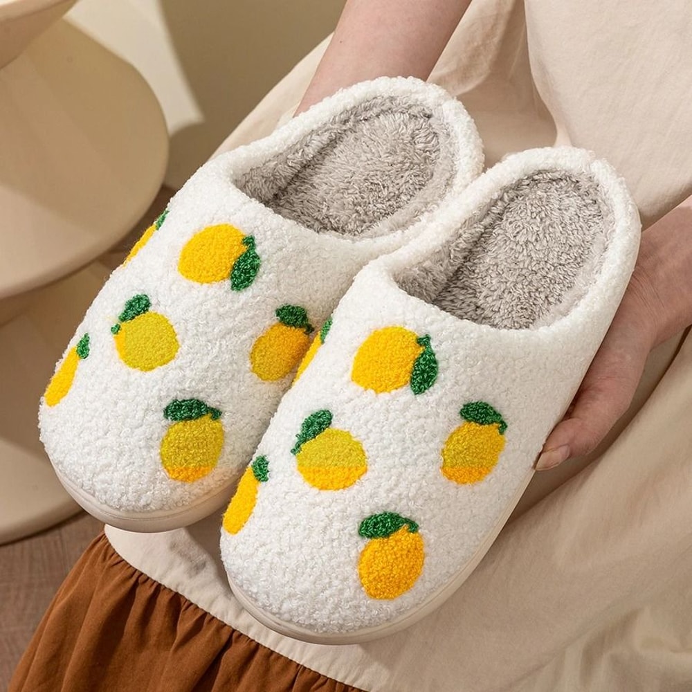 Cute Lemon Children Winter Slippers Soft Parent Child House Shoes 6