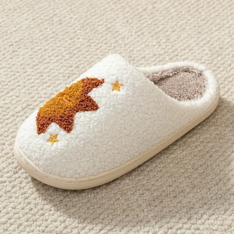 Womens Star Moon Winter Slippers Soft Warm Indoor House Shoes 3