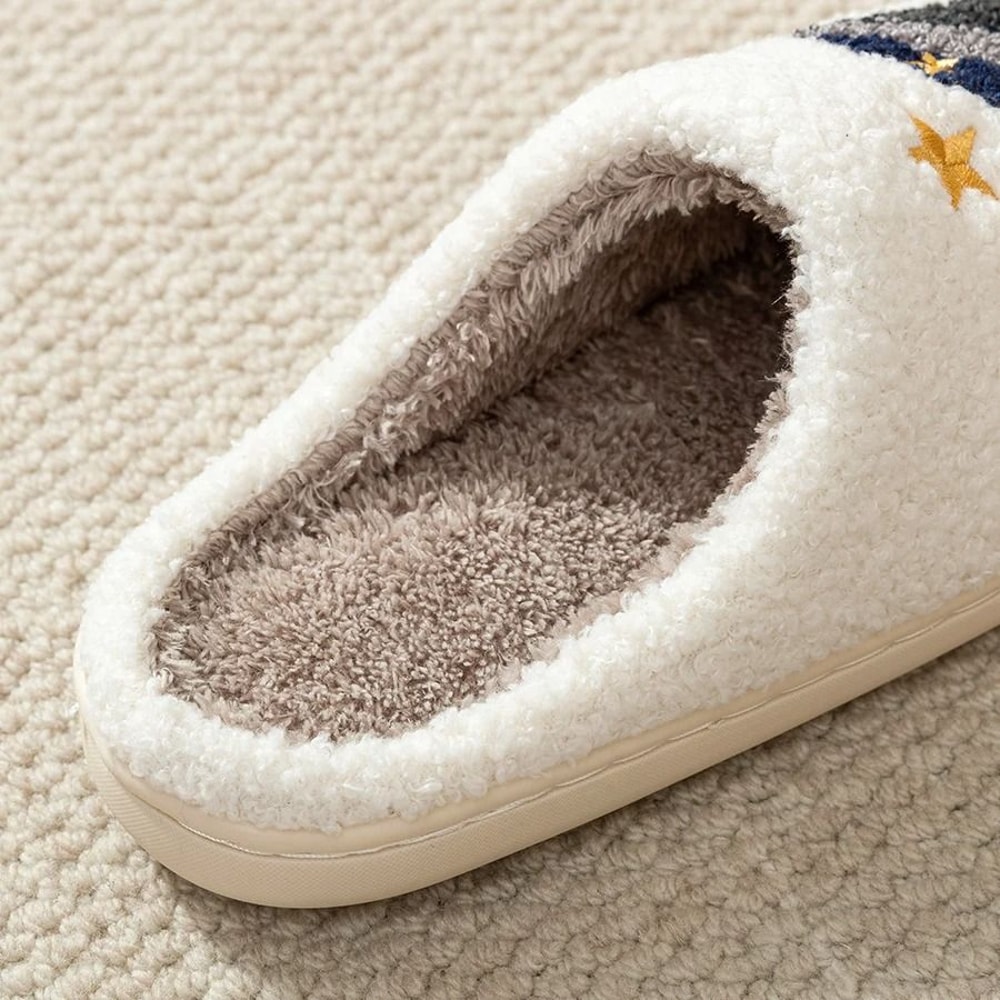 Womens Star Moon Winter Slippers Soft Warm Indoor House Shoes 4