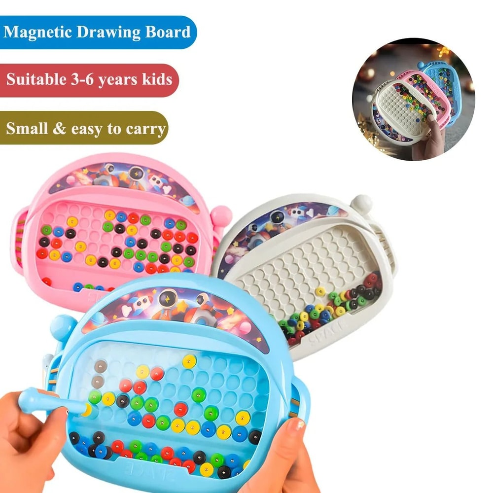 Childrens Magnetic Doodle Drawing Board Educational Toy With Pen And Beads 0