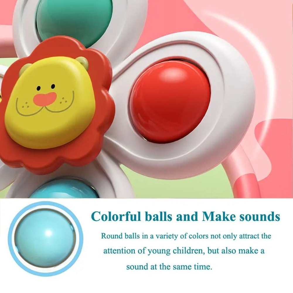 3 Piece Suction Cup Spinning Animal Toys For Kids Sensory Play Set 3