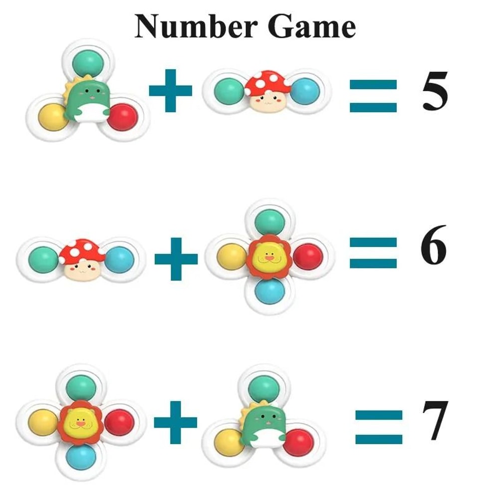 3 Piece Suction Cup Spinning Animal Toys For Kids Sensory Play Set 5