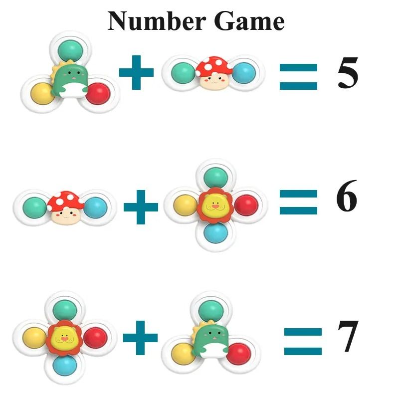 3 Piece Suction Cup Spinning Animal Toys For Kids Sensory Play Set 5