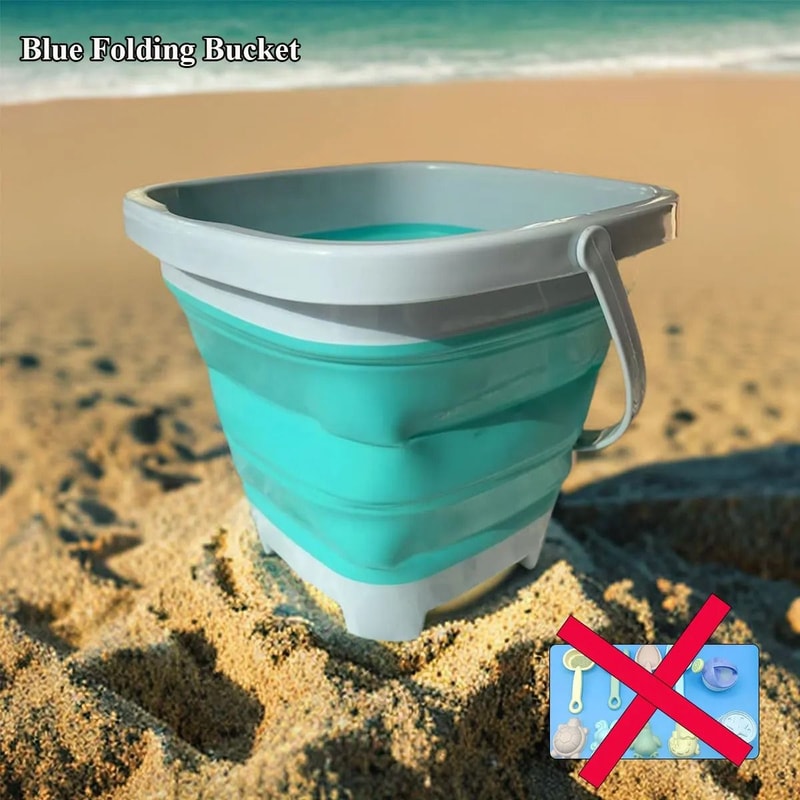 Kids Beach Sand And Water Play Set Folding Bucket Summer Toys 4