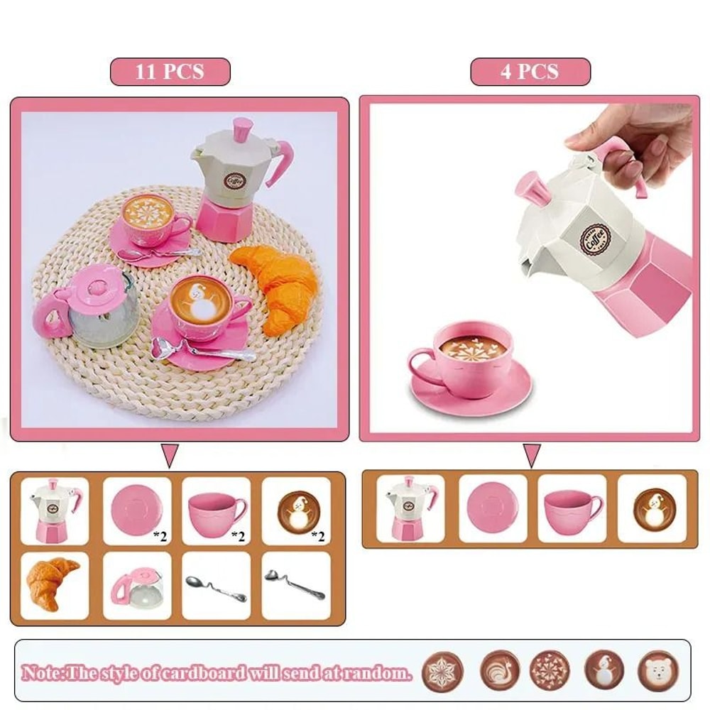 Kids Pretend Play Coffee Set Afternoon Tea Tableware Toy 7