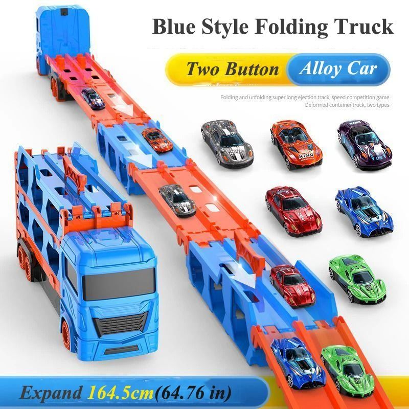 Large Car Transporter Truck Folding Racing Track Toy For Kids 1