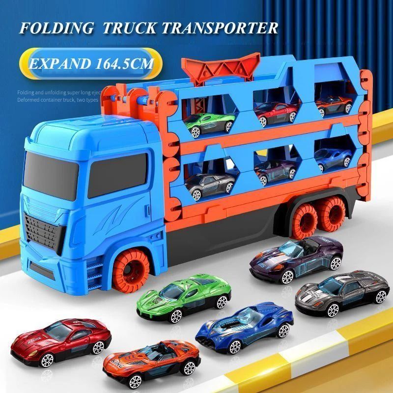 Large Car Transporter Truck Folding Racing Track Toy For Kids 5