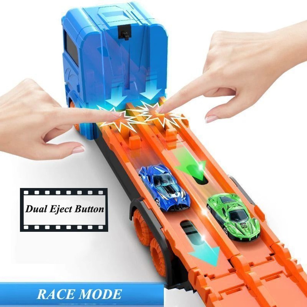Large Car Transporter Truck Folding Racing Track Toy For Kids 6