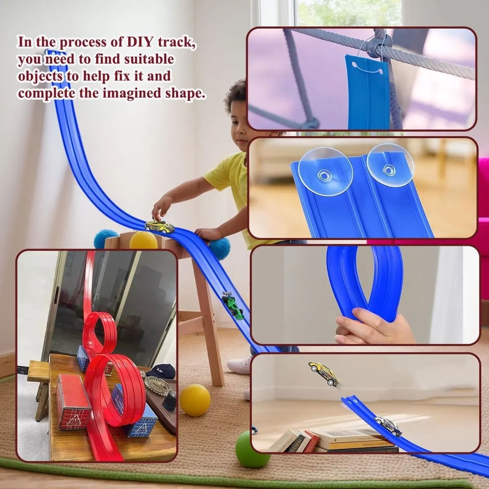 Flexible Racing Track Toy With Mini Car DIY Rail Playset For Kids 11