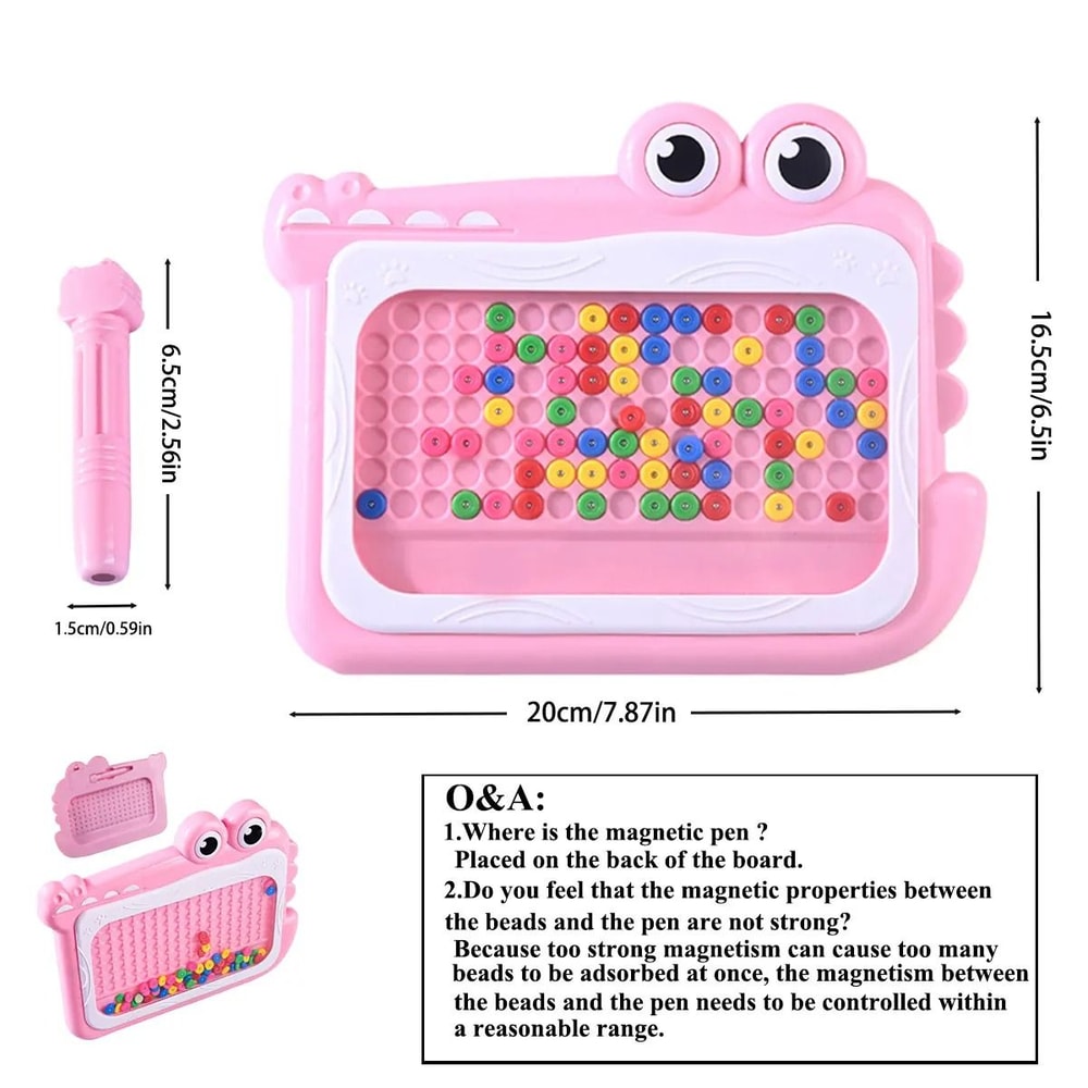 Kids Magnetic Beads Doodle Board Montessori Drawing Puzzle Toy 10