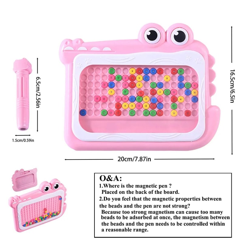 Kids Magnetic Beads Doodle Board Montessori Drawing Puzzle Toy 10