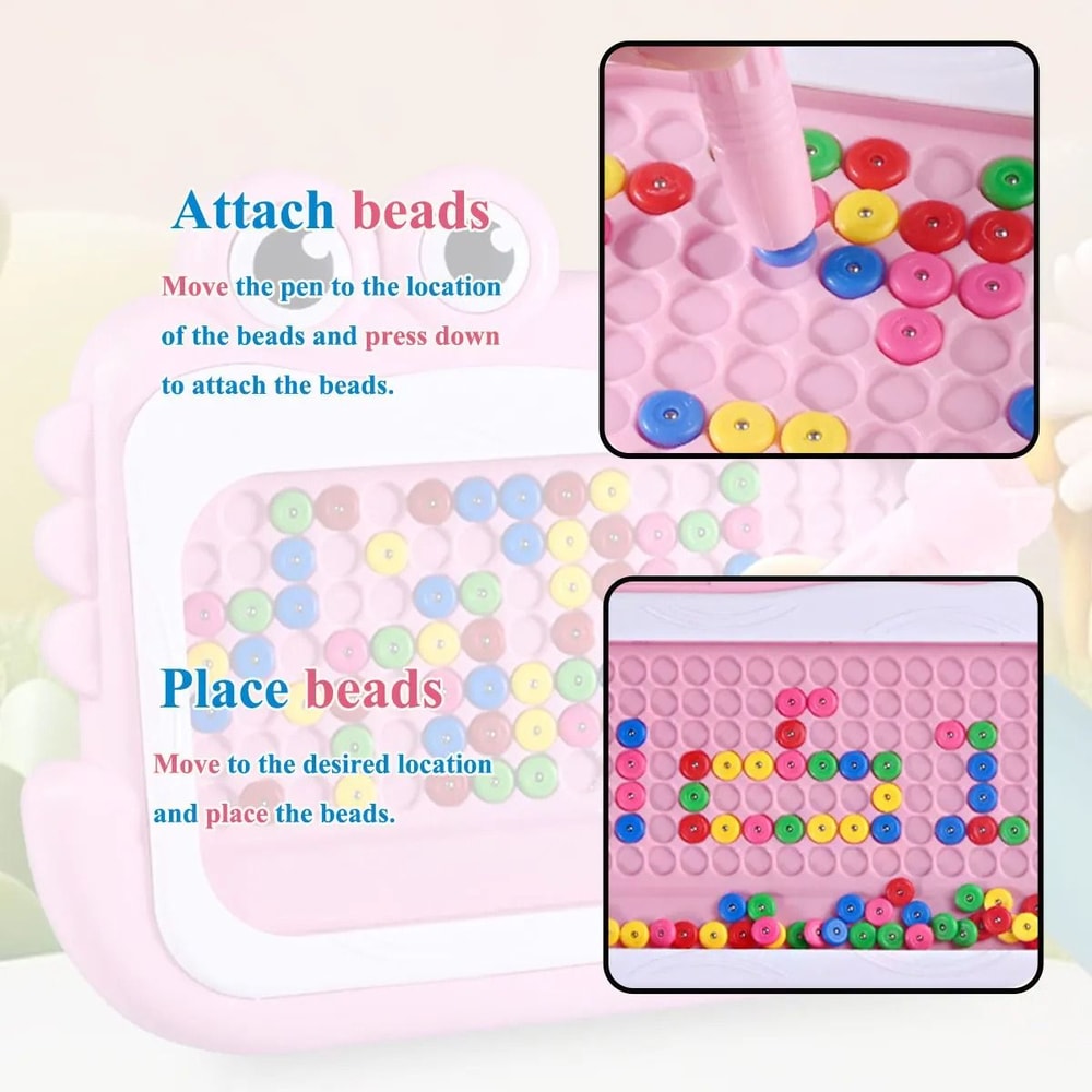 Kids Magnetic Beads Doodle Board Montessori Drawing Puzzle Toy 11