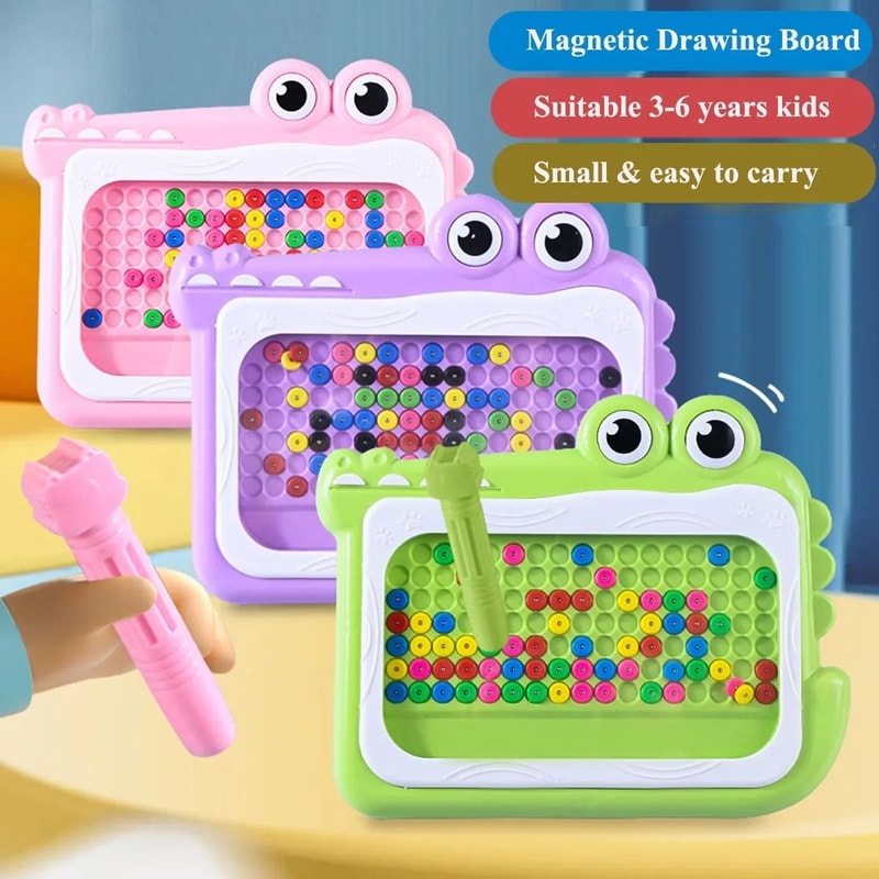 Kids Magnetic Beads Doodle Board Montessori Drawing Puzzle Toy 0