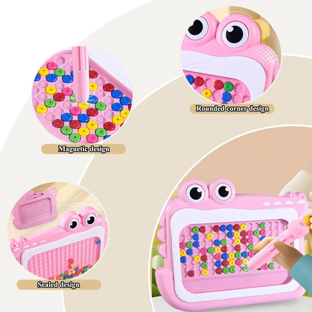 Kids Magnetic Beads Doodle Board Montessori Drawing Puzzle Toy 7