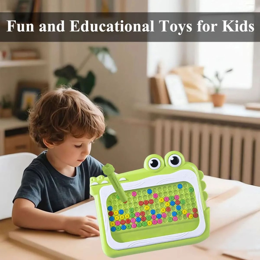 Kids Magnetic Beads Doodle Board Montessori Drawing Puzzle Toy 8