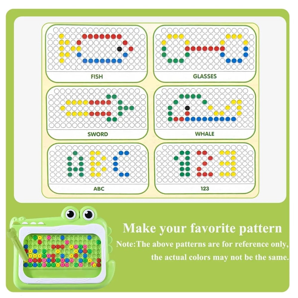 Kids Magnetic Beads Doodle Board Montessori Drawing Puzzle Toy 9