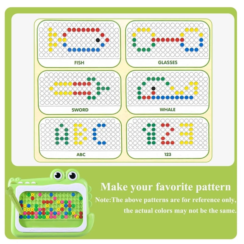 Kids Magnetic Beads Doodle Board Montessori Drawing Puzzle Toy 9