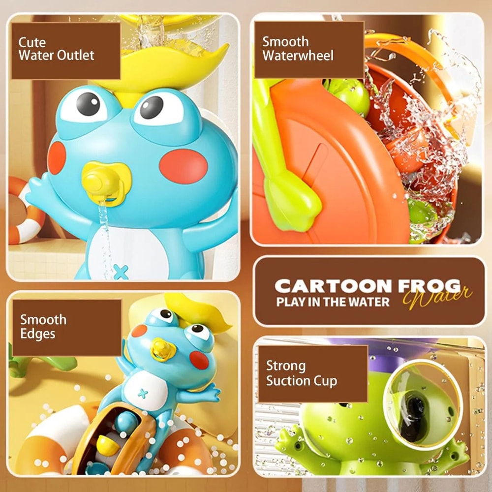 Frog Bird Waterwheel Bath Toy Suction Spinner For Kids 10