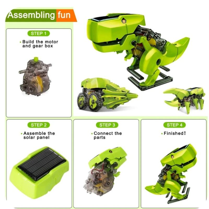Kids Dinosaur Solar Powered STEM DIY Robot Car Toy 3
