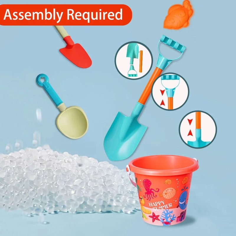 Kids Beach Sand And Water Play Toy Set Bucket Shovel Tools 5