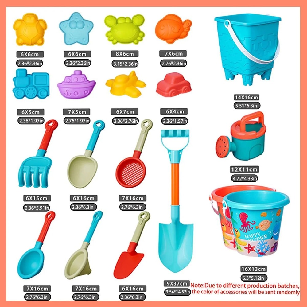Kids Beach Sand And Water Play Toy Set Bucket Shovel Tools 7