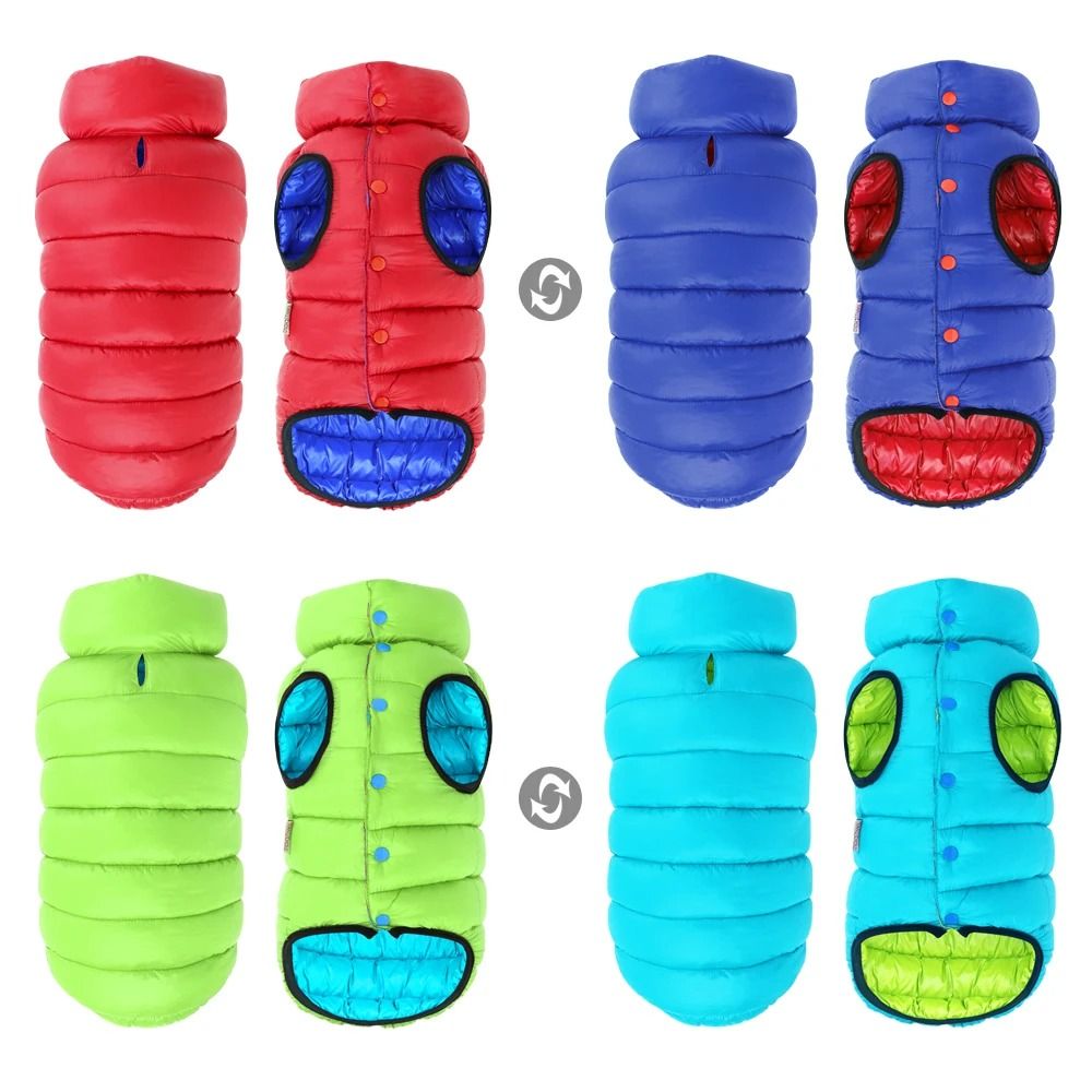 Warm Winter Reversible Dog Jacket Waterproof Padded Pet Vest 0