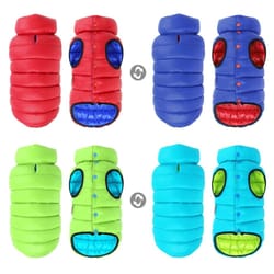 warm winter reversible dog jacket waterproof padded pet vest